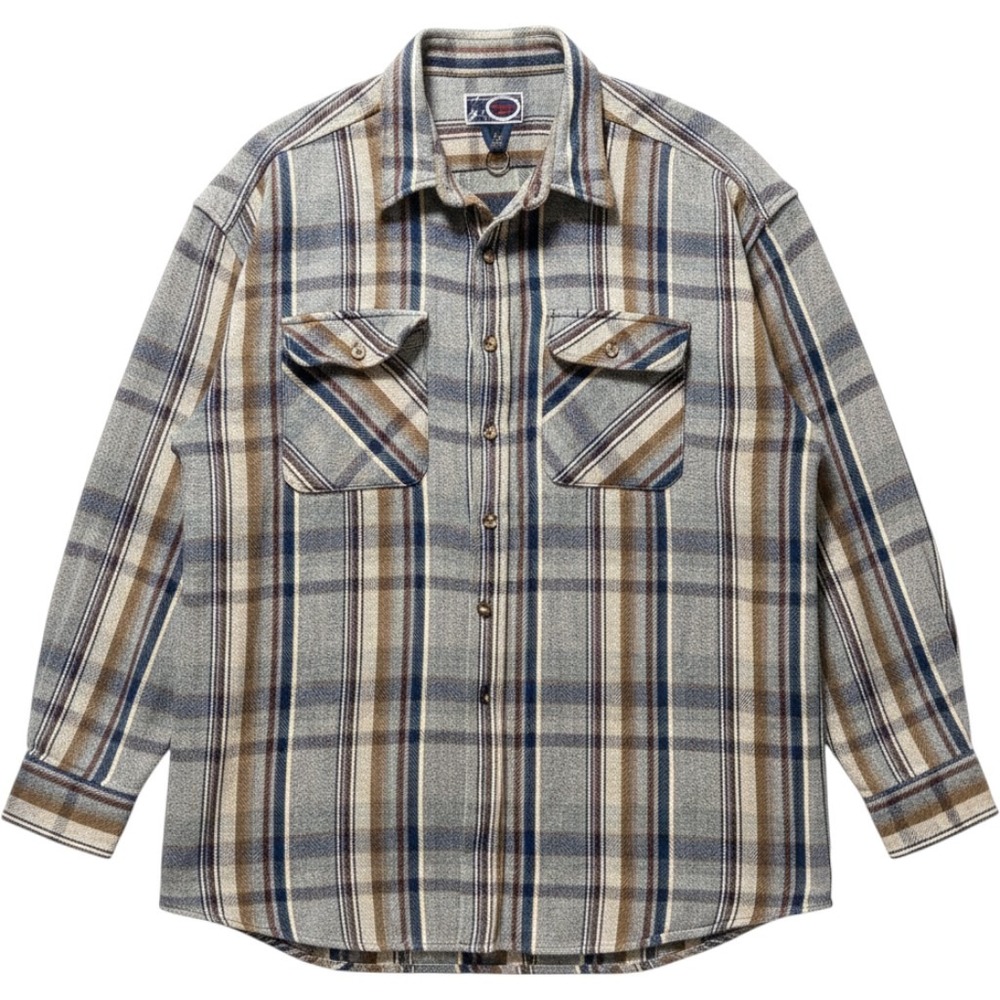 Williams Bay Trading Co Flannel Shirt Mens 3X Grey Brown Plaid Heavy Cotton